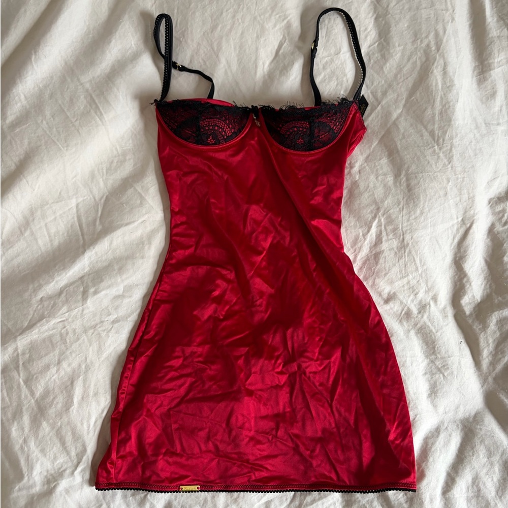 Red Lace Open Back Dress